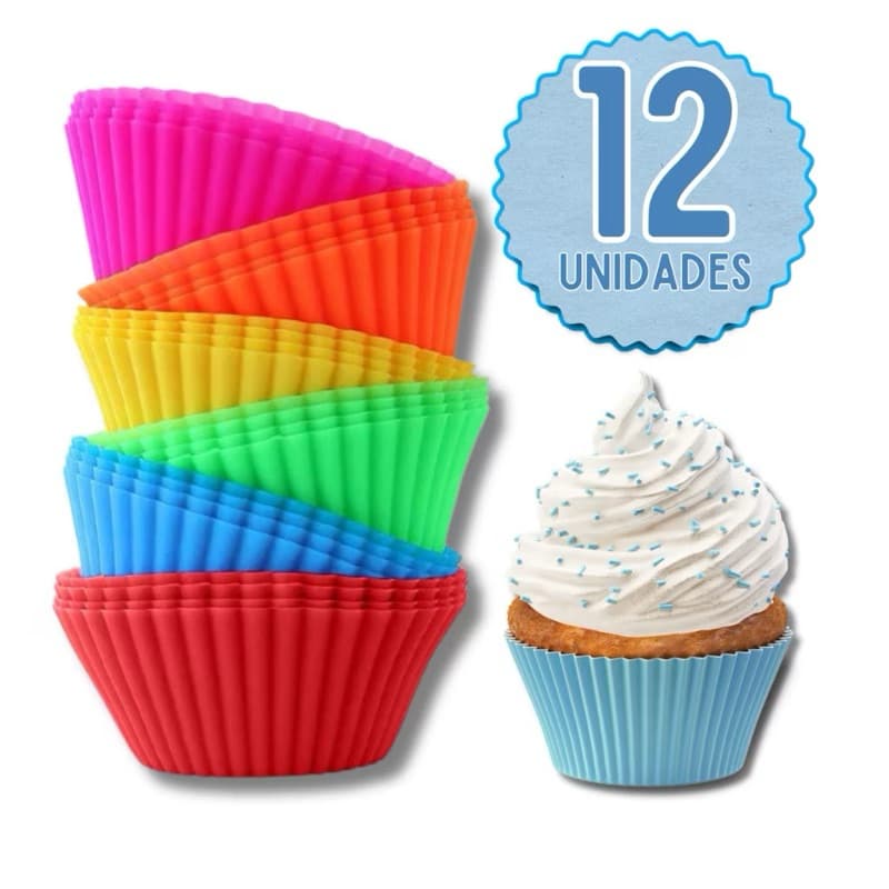Forminha De Silicone Forma Assadeira Cupcake Mini Bolo Muffin 10 Unidades