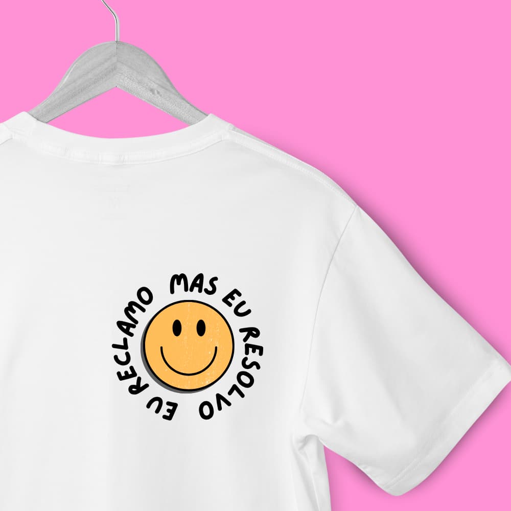 CAMISETA CAMISA OVERSIZED UNISSEX ALGODAO PERSONALIZADA BRANCA EU RECLAMO MAS EU RESOLVO ESTAMPADA MASCULINA