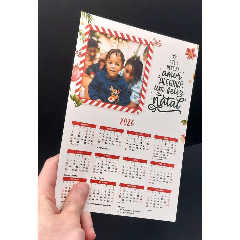 Calendário de natal personalizado com ímã 15x21cm