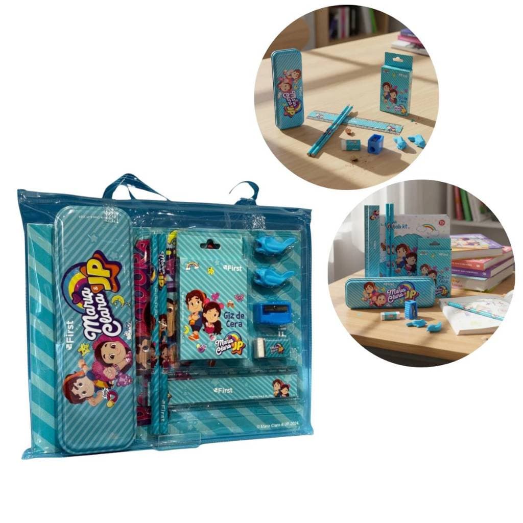 Kit Escolar Completo Maria Clara JP Infantil Estojo Personagem Cadernos Lápis Régua Volta às Aulas
