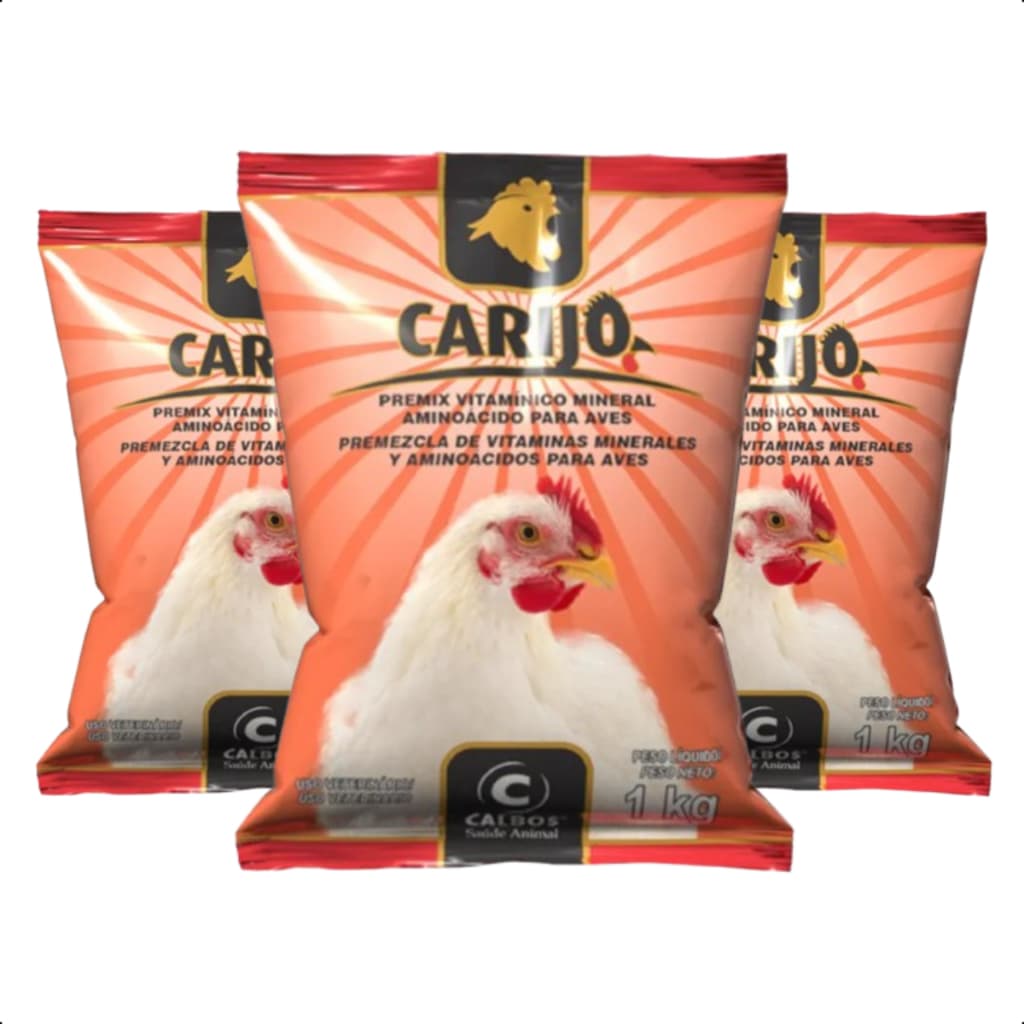 Kit Com 3 Núcleo Carijó Para Aves Postura Engorda Crescimento 1kg Calbos Suplemento Alimentar