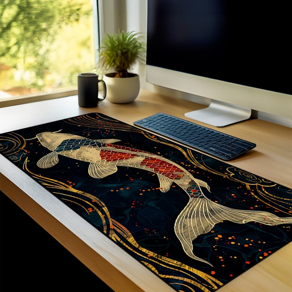Mouse Pad Grande Gamer Premium Antiderrapante Diversos Tamanhos Tema Fish Peixe Borda Costurada