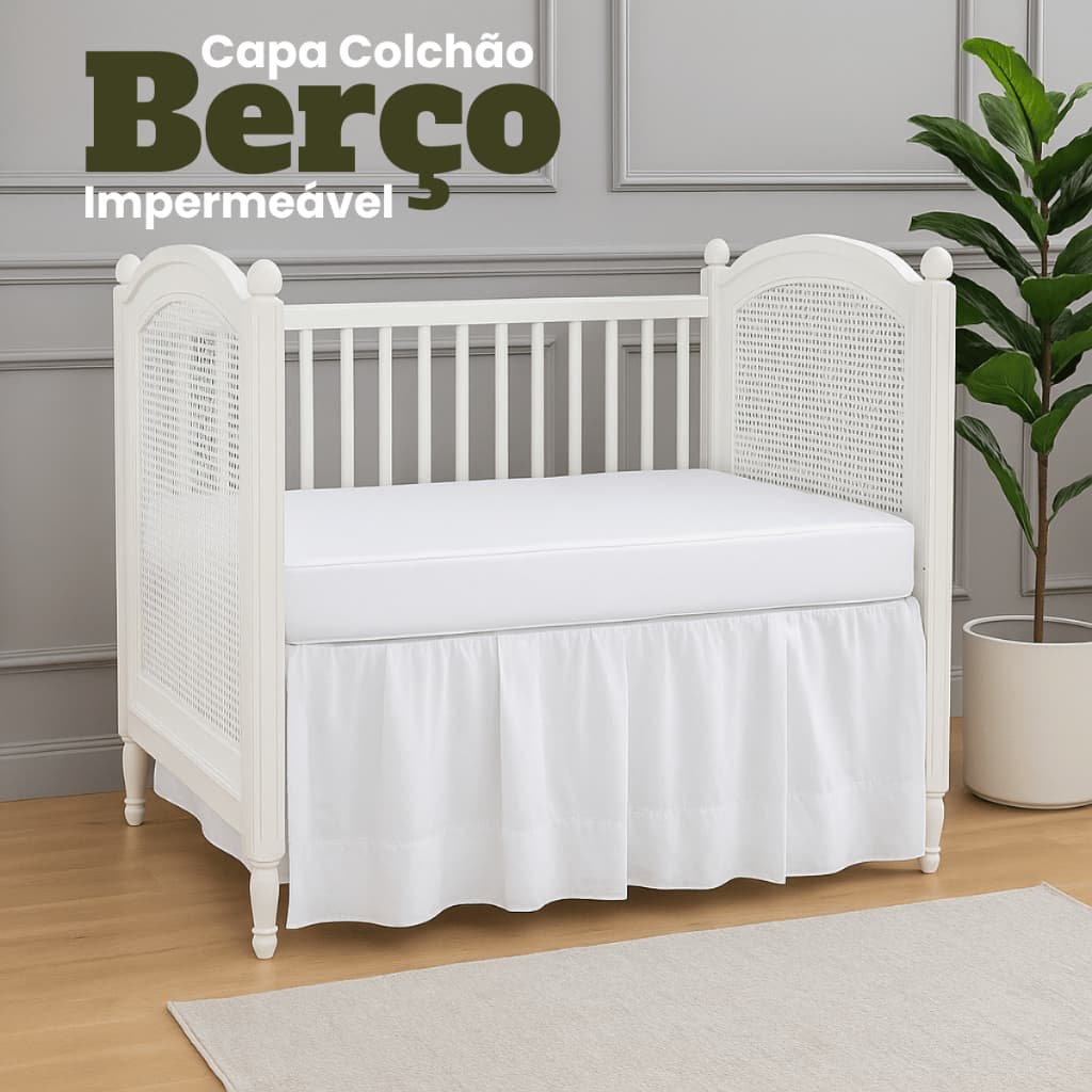 Protetor Impermeável Berço Capa Colchão Com Elástico Padrão Americano 130x70x12cm 170 Fios Não Vaza