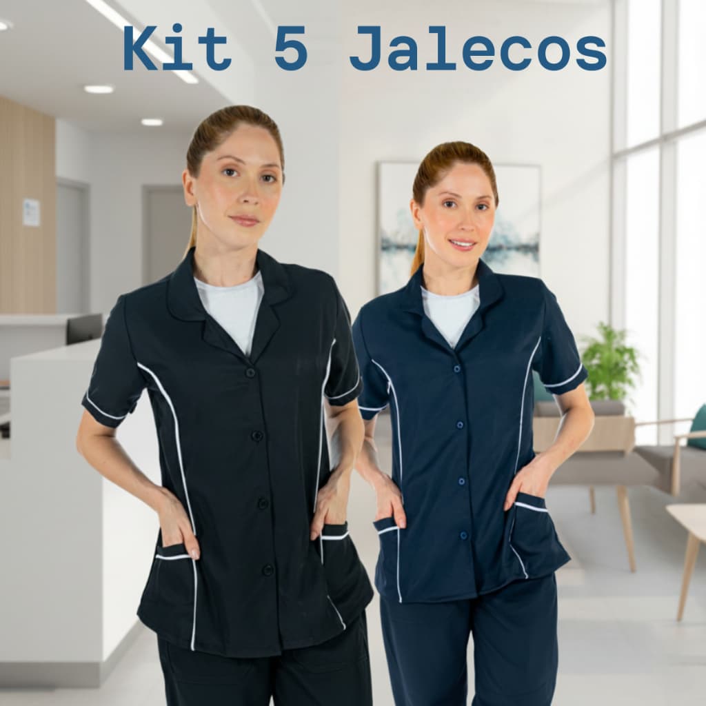 Kit 5 Jalecos Para Copeira Babá Elegante Confortável Premium