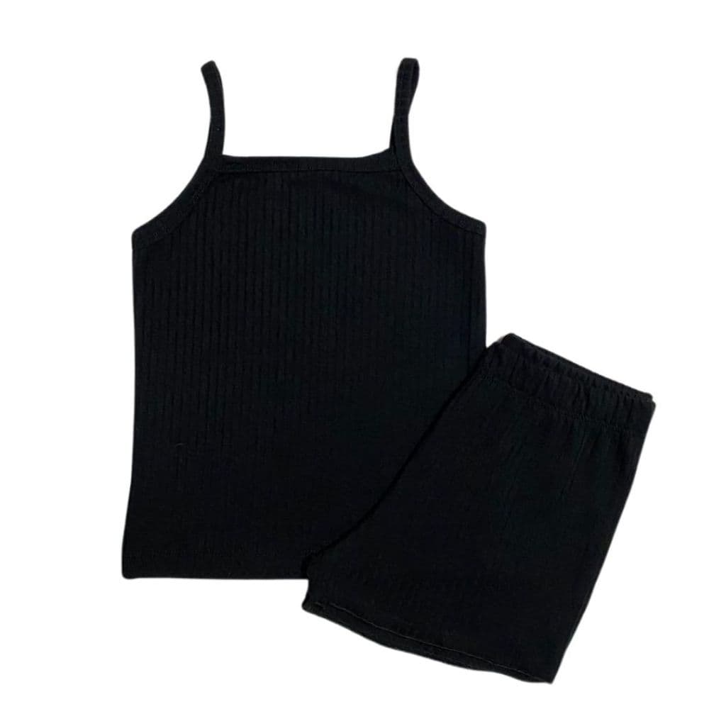 Conjunto Infantil de Verão Regata de Menina Canelado