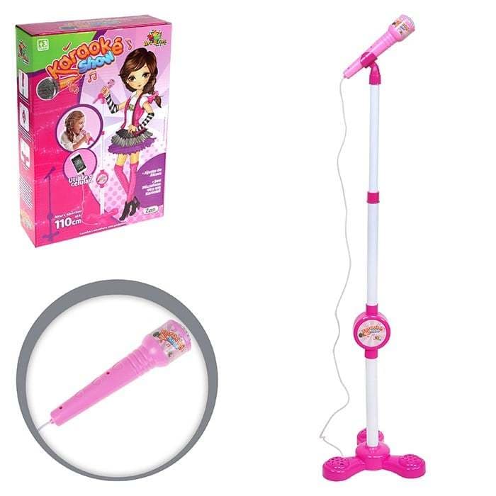 Microfone com Pedestal Karaokê Show - Brinquedo Infantil