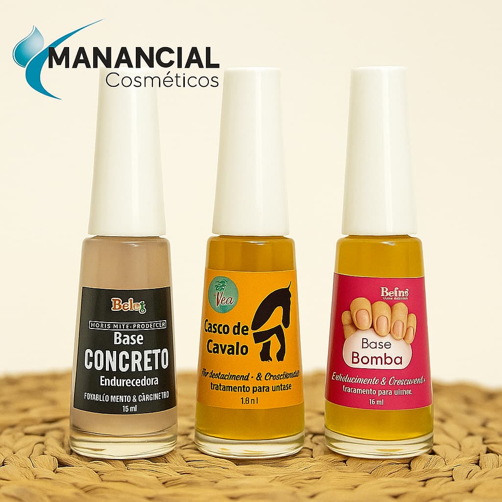 Base Concreto + Base Bomba + Base Casco de Cavalo Unhas Fortes e Resistente 16ml BelVeg