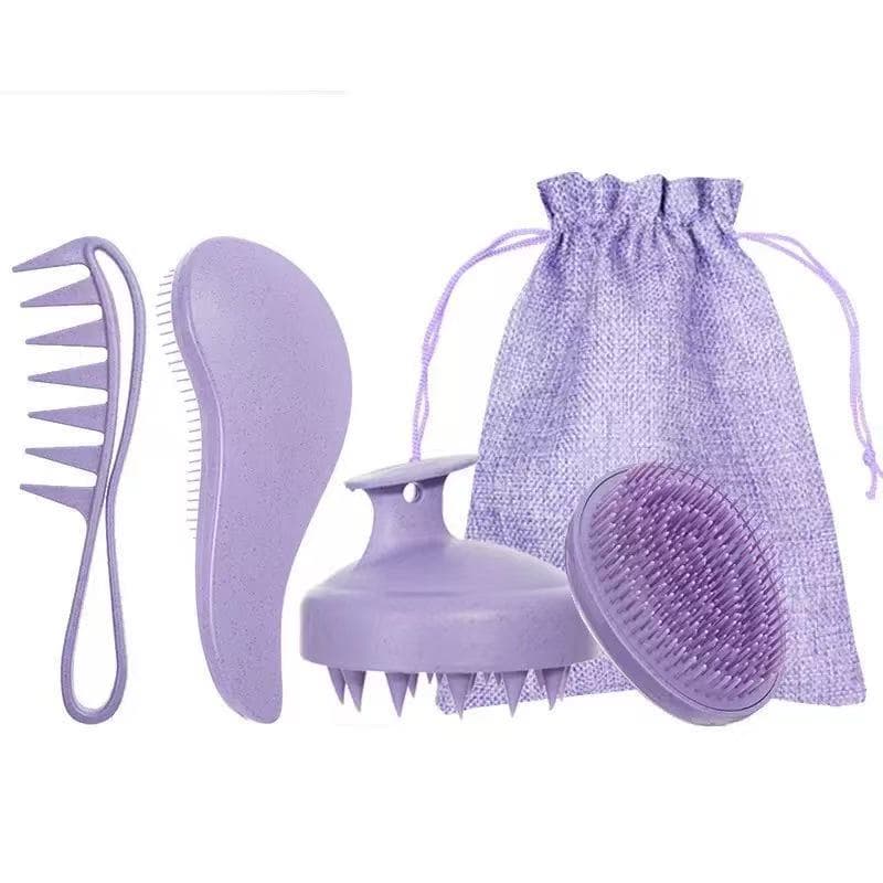 4 Pçs Moda Pente De Palha + Escova De Shampoo + Tt + Ferramenta De Estilo De Ondulação De Cabelo Reto Massagem