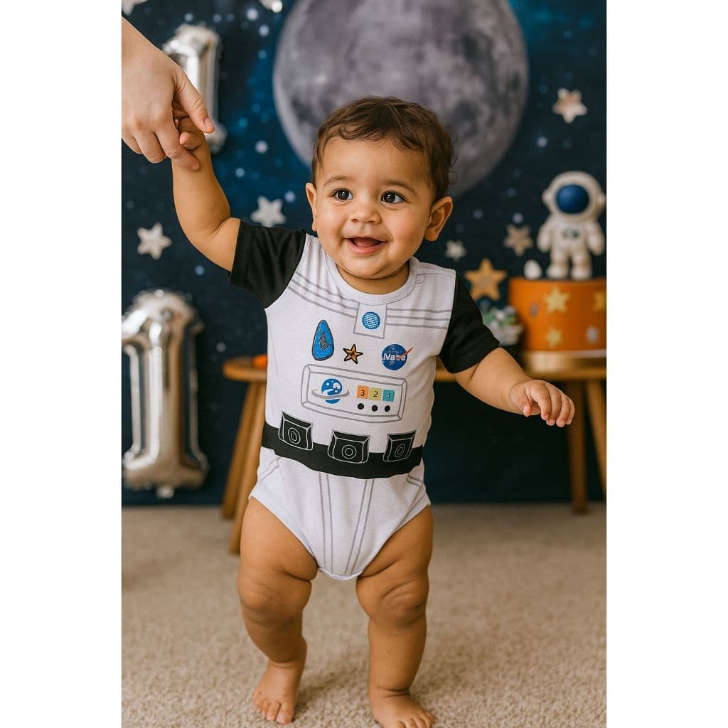 Body Astronauta. Body tematico de astronauta para bebes. Feito em tecido 100% algodão.