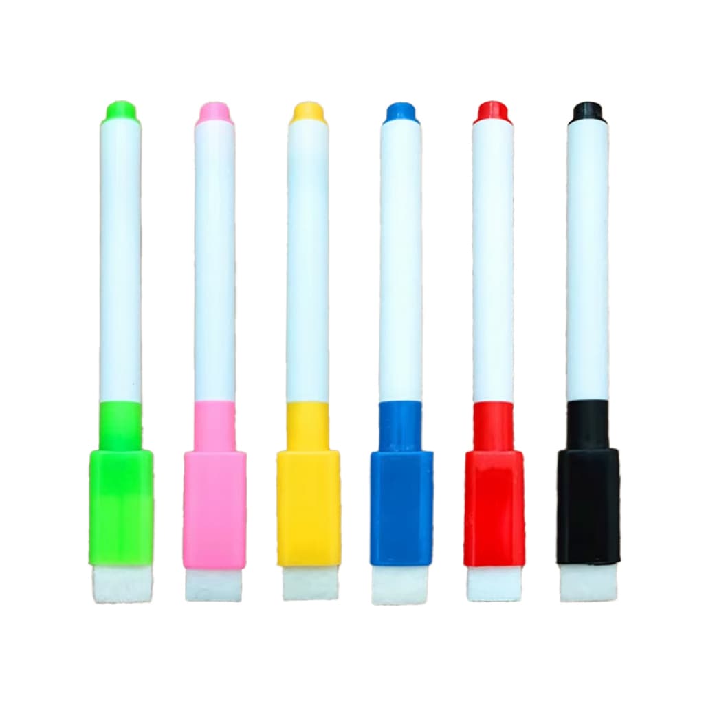 6 Canetas Coloridas Para Quadro Branco Com Imã E Apagador