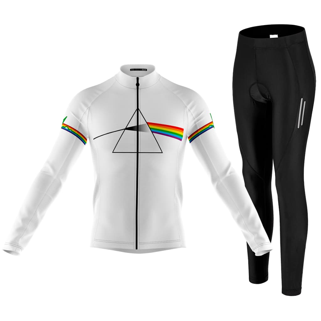 Kit Camisa Bike Pink Floyd Com Calça Ciclismo Espuma Refletivo Uv