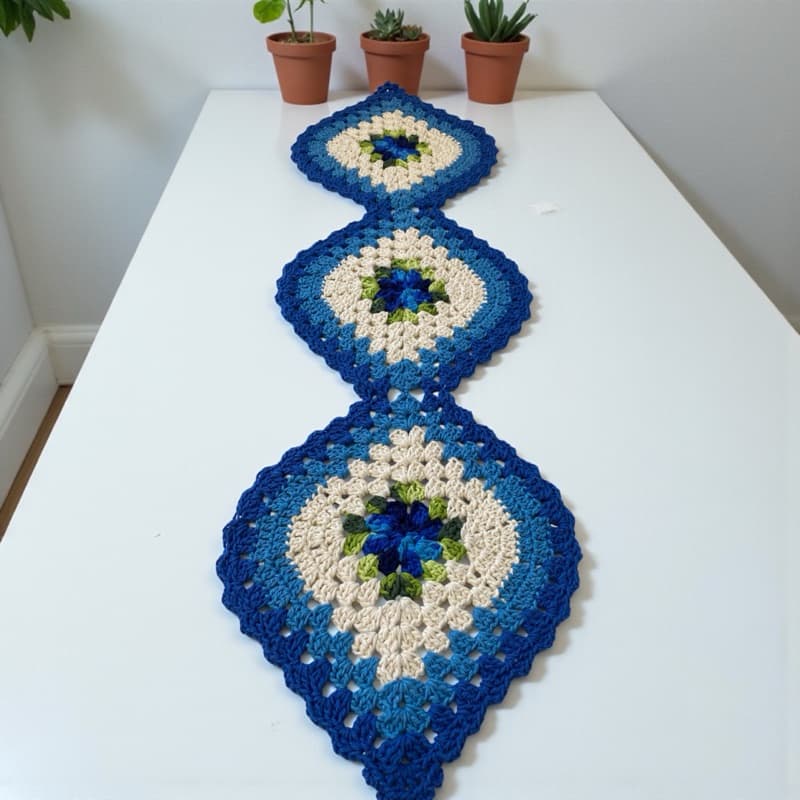 Trilho de mesa croche, trilho de mesa folha ,trilho de mesa posta 1m x 30 cm.