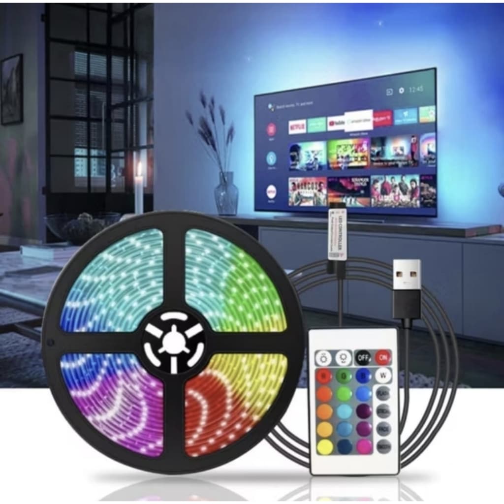 Fita LED RGB 3528 Rolo15 Metros Fitas com  Controle