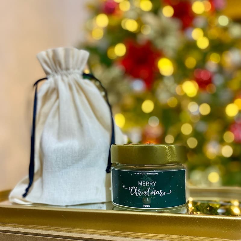 Vela Natal 100g | Vela Natalina | Lembrança de Natal | Presente de Natal | Vela Aromática 100g - Cera de Coco Vegetal