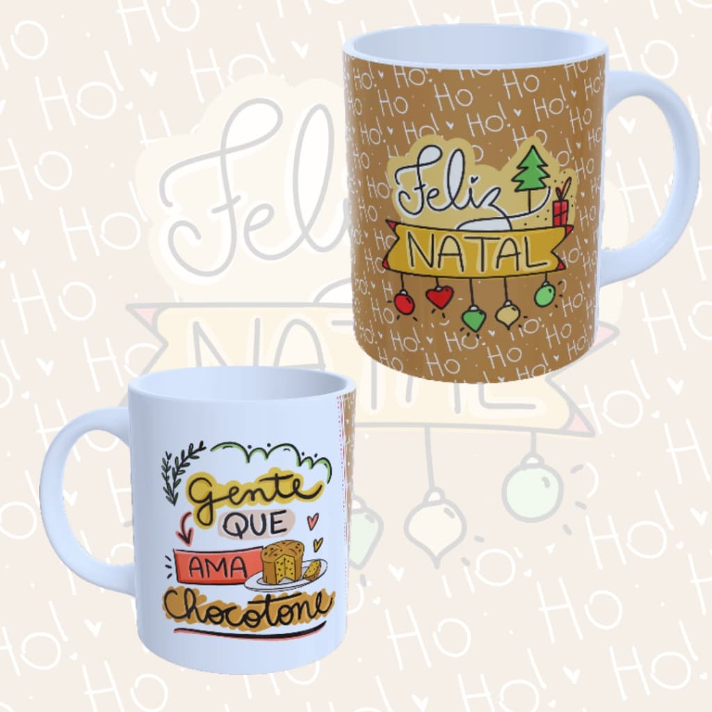 Caneca de Porcelana Feliz Natal 325 Ml Gente Que Ama Chocotone