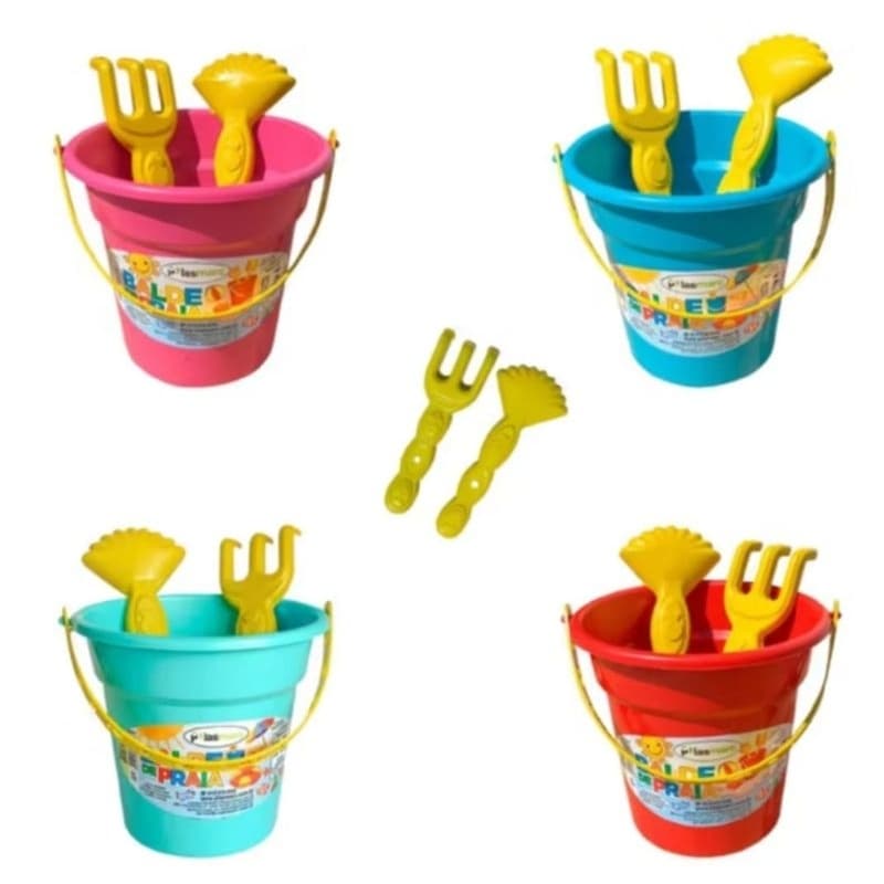 kit baldinho de praia infantil com pa e rastelo brinquedo de areia lembrancinha de festa infantil