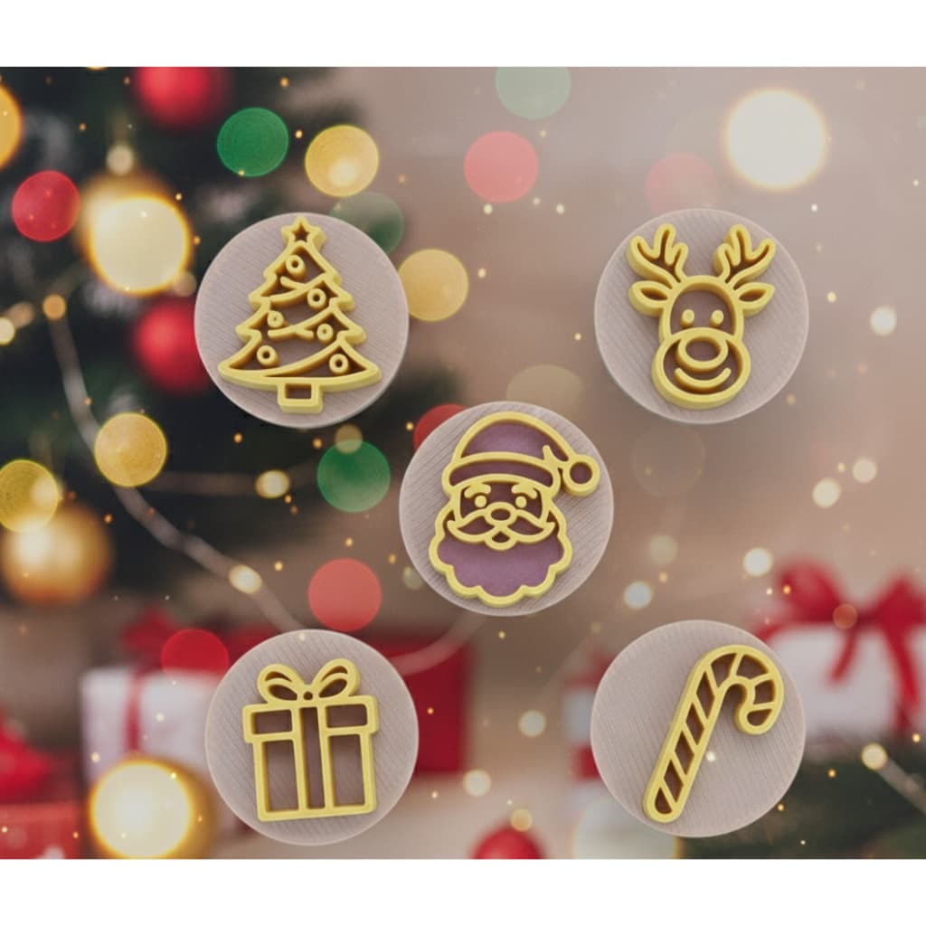 Natal - Carimbos Para Brigadeiros e Docinhos - Kit com 5 unidades - Papai Noel, Árvore de Natal