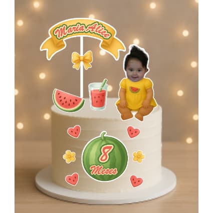 Topo de Bolo Personalizado com Foto – Corpo Infantil Estilo Baby – TIPO MAGALI MÊSVERSÁRIO.