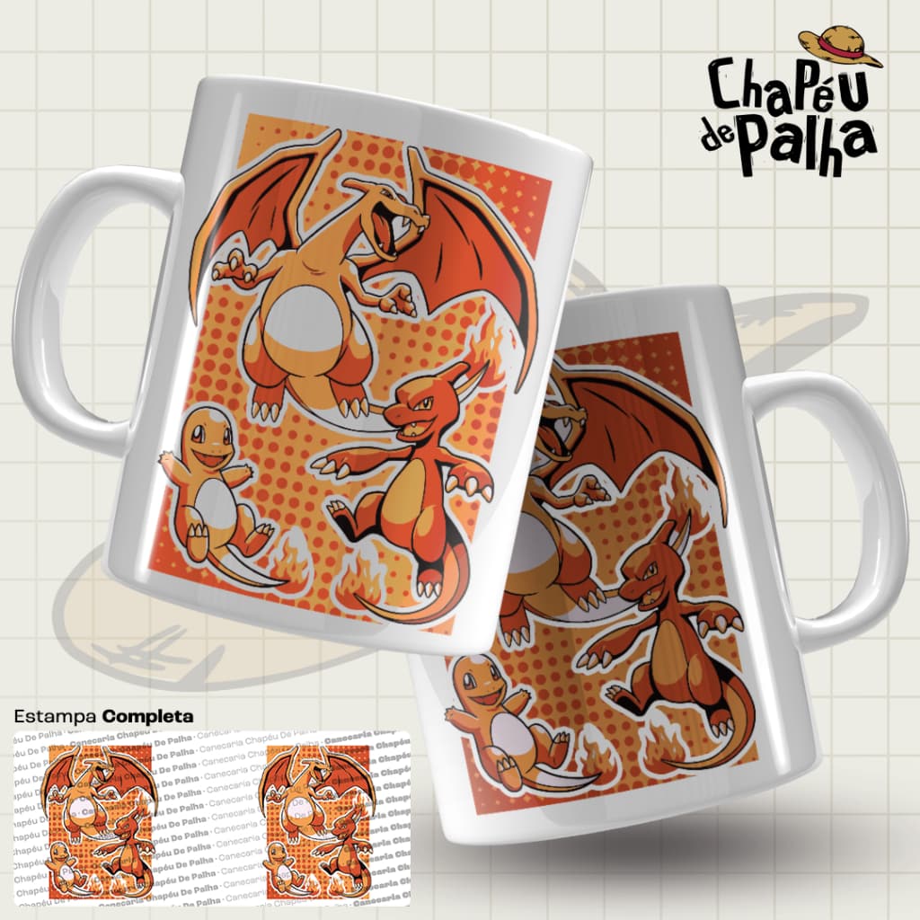 Caneca Pokémon Porcelana 325ml – Anime Clássico – Presente Nerd Geek - Iniciais