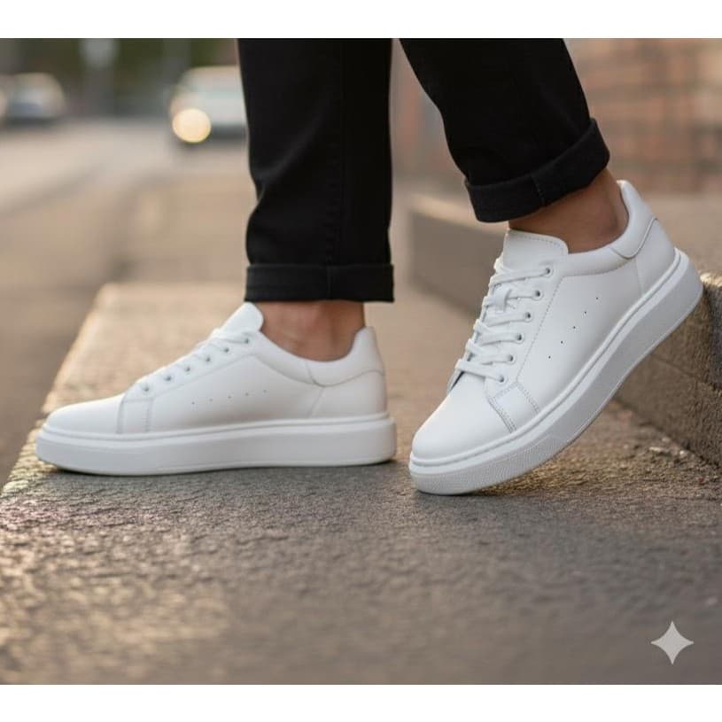 Tênis Casual Masculino McQueen Café e Gelo Sneaker Oversized Sola Alta 5cm Confortável Caminhada Dia a Dia
