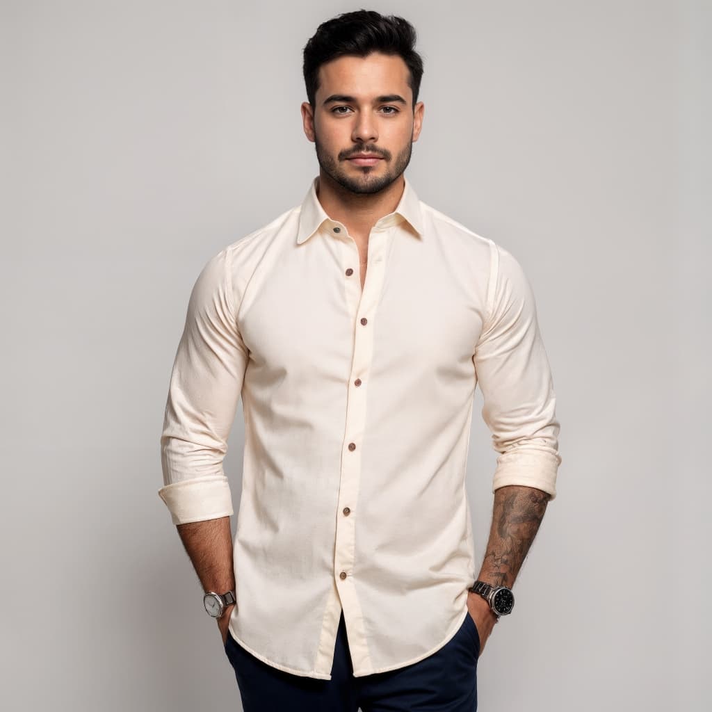 Camisa De Linho Social Masculina Gola Tradicional Luxo Moda Basica
