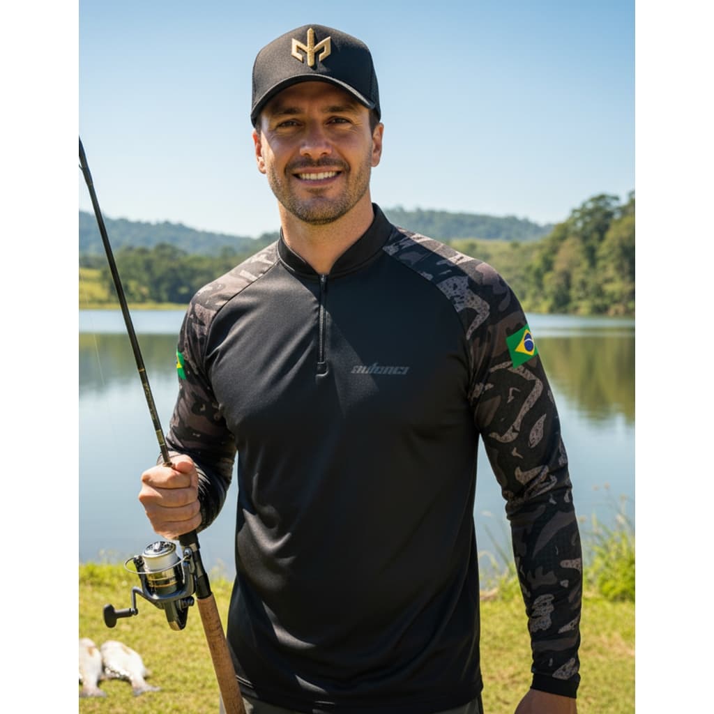 Camisa Pesca Blusa Pescador Tecido Térmico Fresco Proteção Uv50+ Pescaria Esportiva