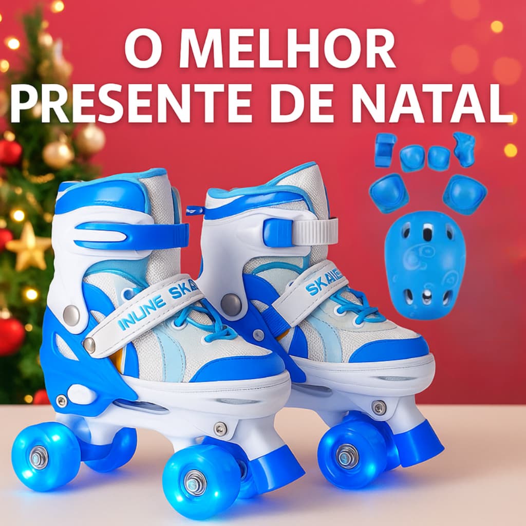 Patins Infantil Presente quadrado 4 Rodas em LED Menino e Menina