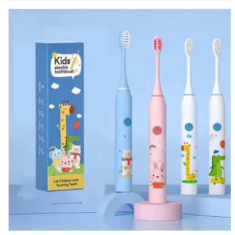 Escova Dental Elétrica Ultra-Sônica Para Crianças Acústica Onda Fofa Cabelos Suaves Dupla Face Limpa Cuidados