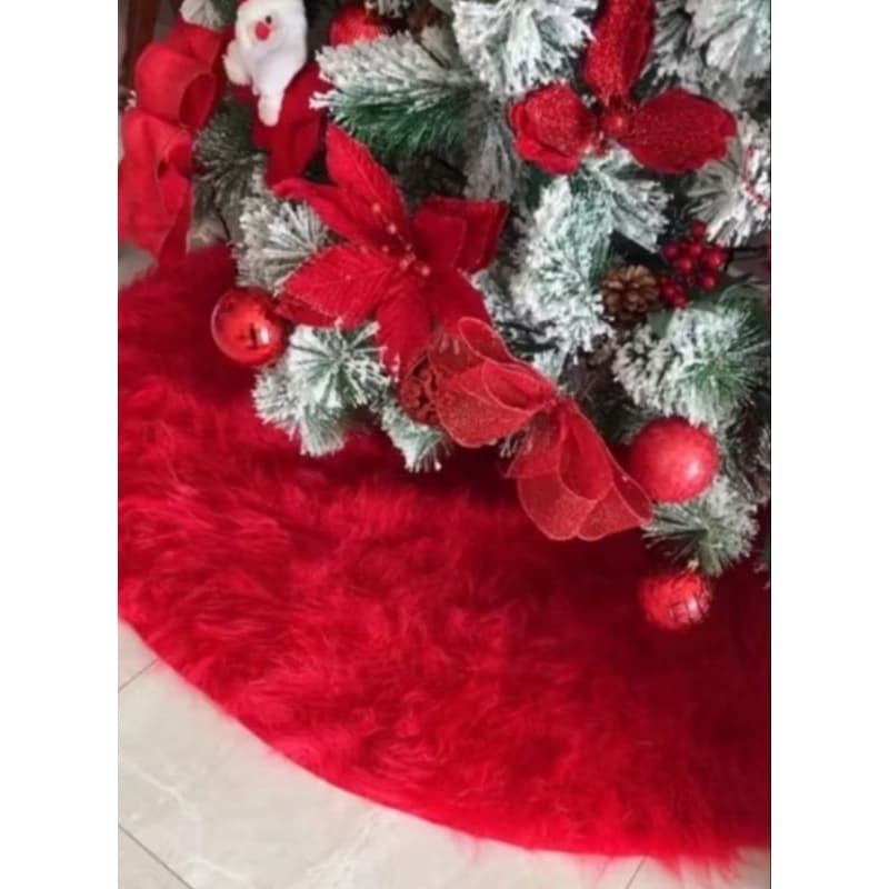 Tapete Pelego Peludo Para Árvore De Natal Toque Macio Alta Qualidade Ótimo Custo-Benefício