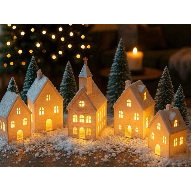 Vila natalina iluminada | Decoração | Decoração de natal | casinhas Natalinas | Igreja | mini igreja