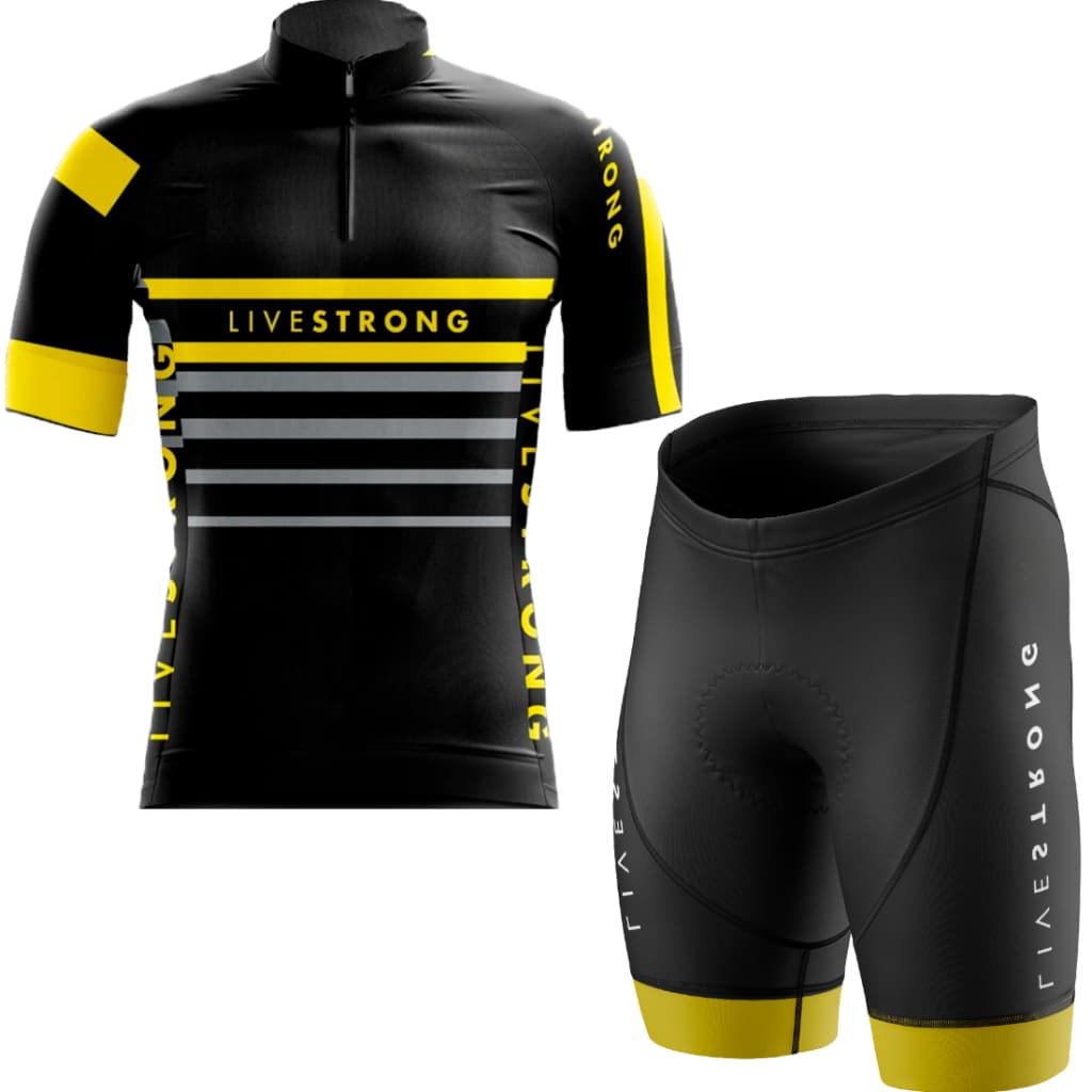 Conjunto Bike Camisa Manga Curta Bermuda Livestrong Mtb Dry