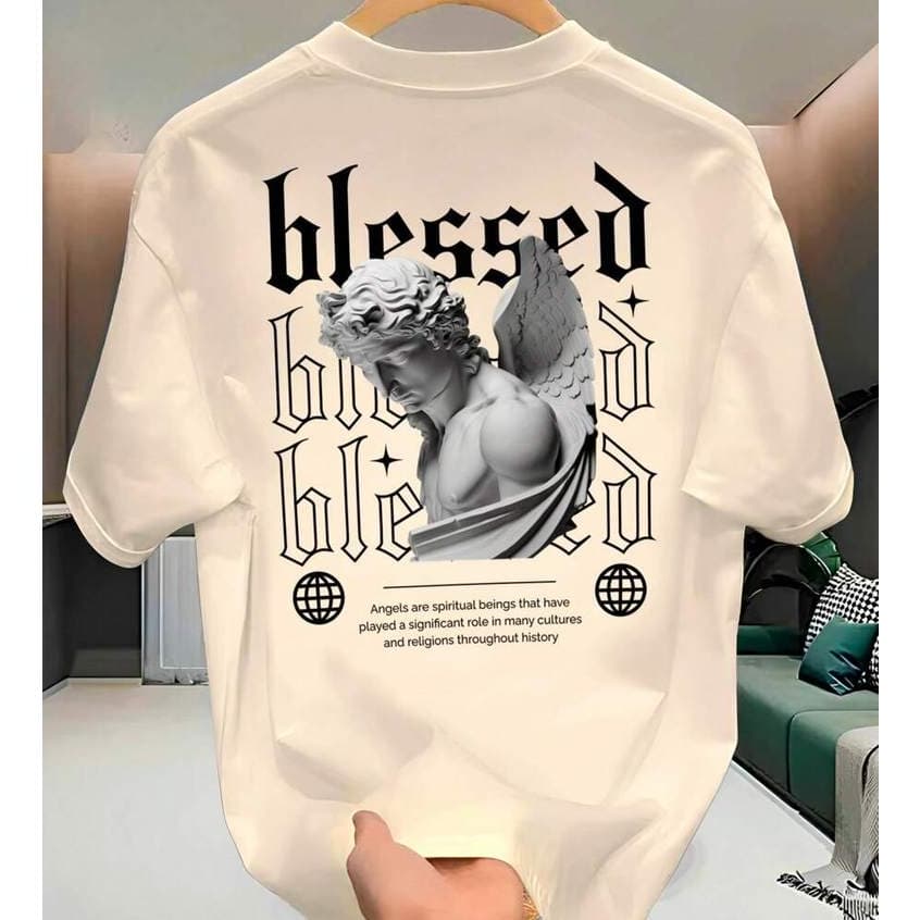 Camiseta Streetwear Unissex 100% Algodão Premium Masculina e Feminina Estampada Angel (Abençoado)