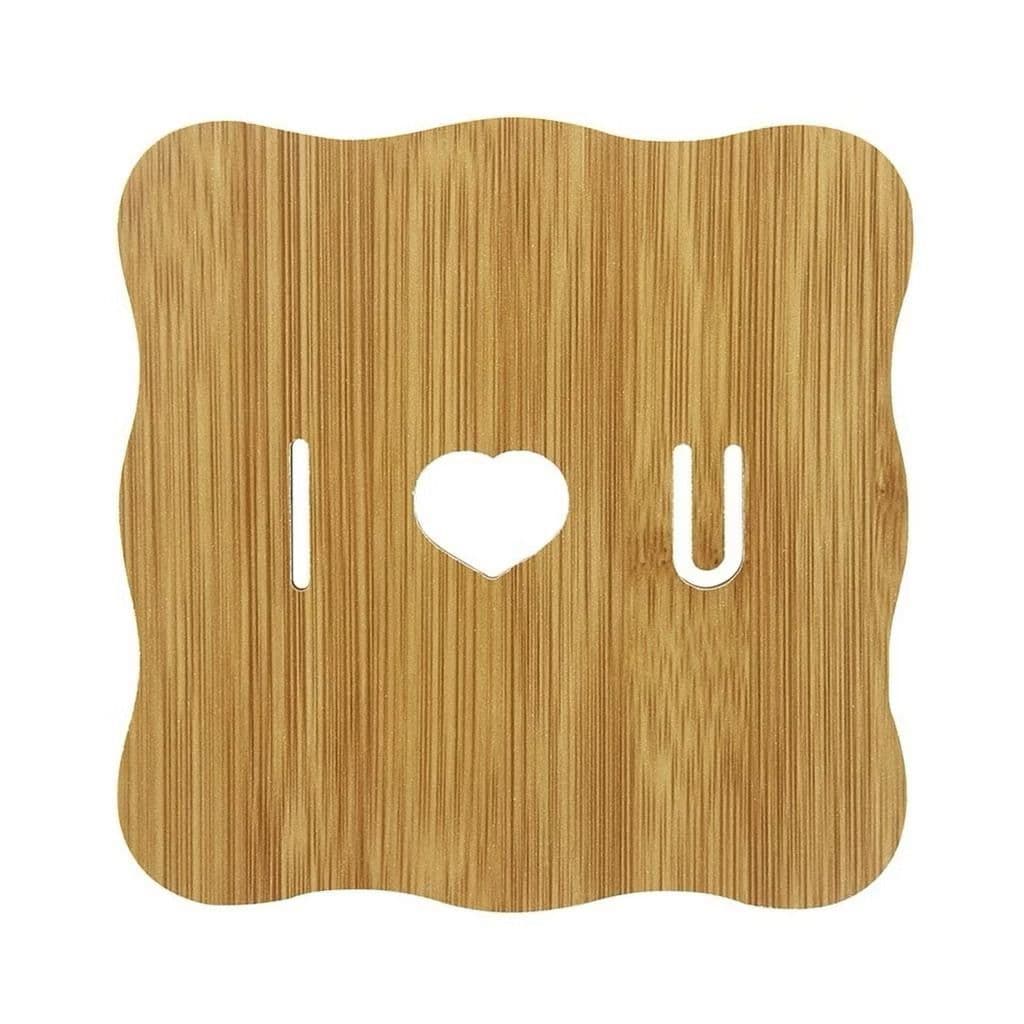 Descanso de Panela de Madeira MDF Tipo Bambu I Love You