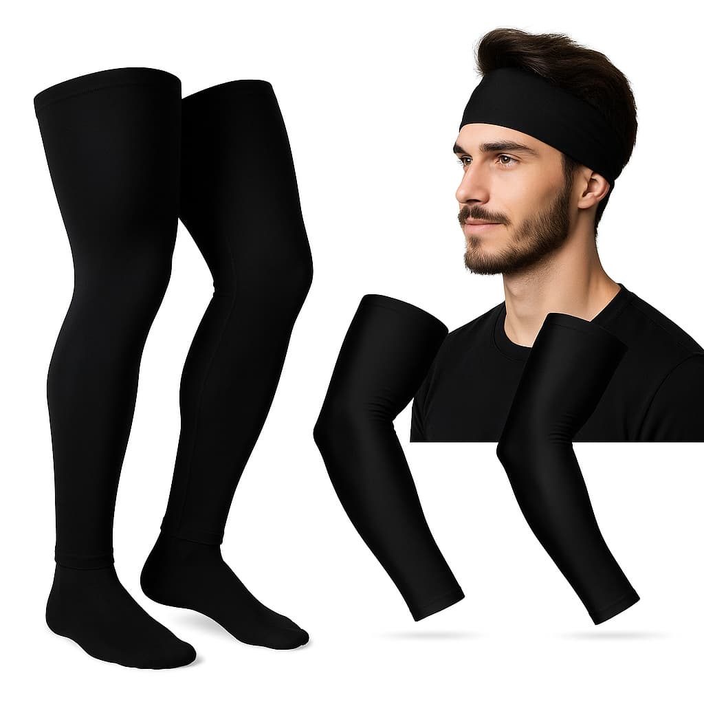 Kit Head Band e Pernito Preto Fit Esporte Mtb