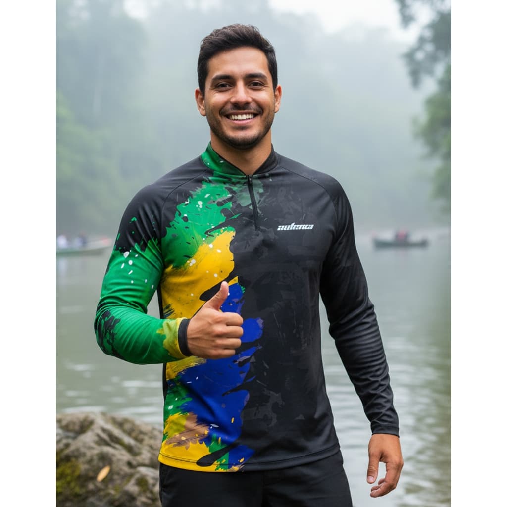 Camisa Blusa Pesca Brasil Tecido Térmico Fresco Anti Mosquito Proteção Uv50+