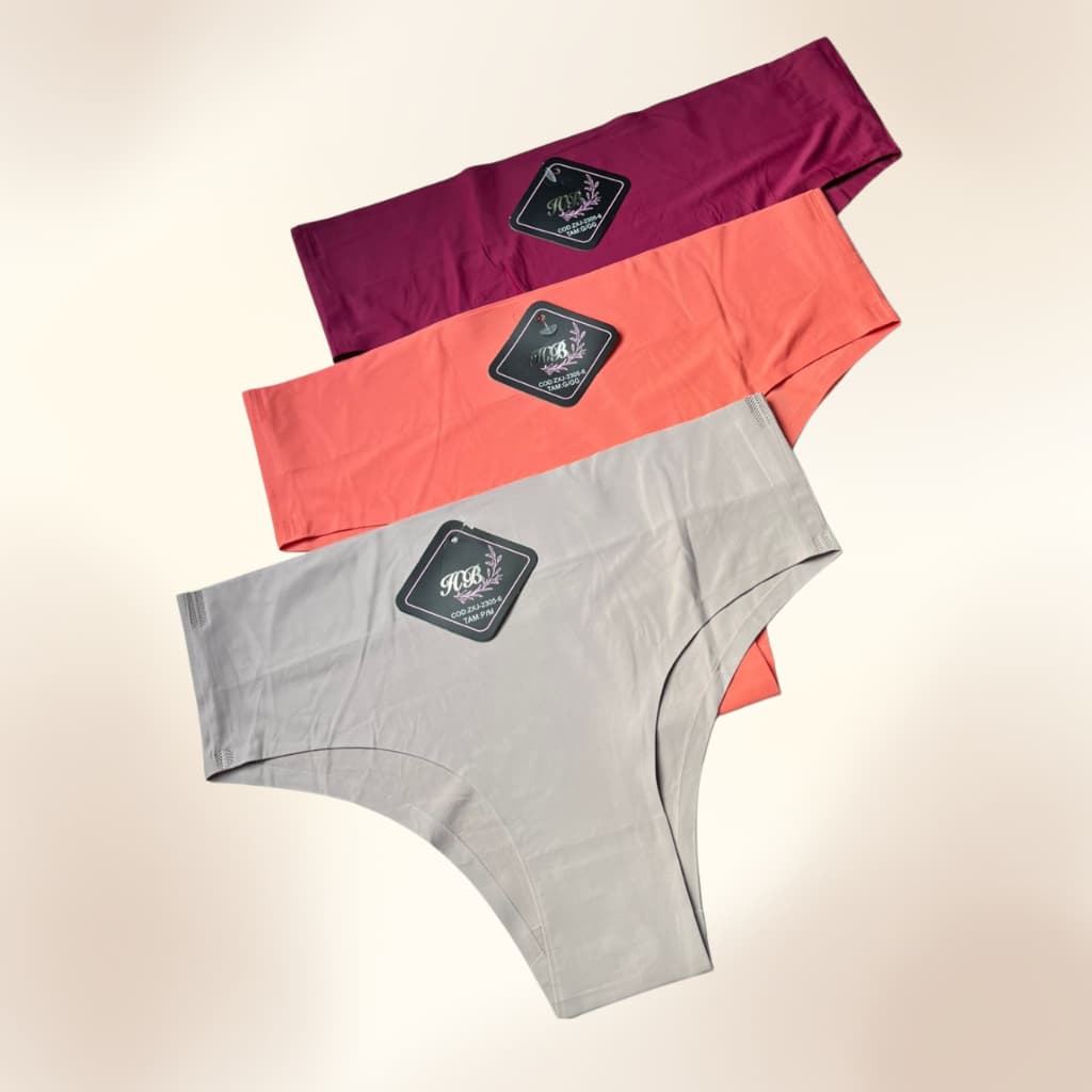 Kit Calcinhas Sem Costura Tanga Lisa Cos Alto com Forro de Algodao Conforto Nao Marca Calcinha