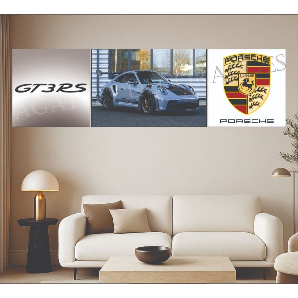 Kit Quadros Decorativo Mosaico 120x60 peças MDF Carro PORSCHE 911 Turbo S Sport Sala Quarto