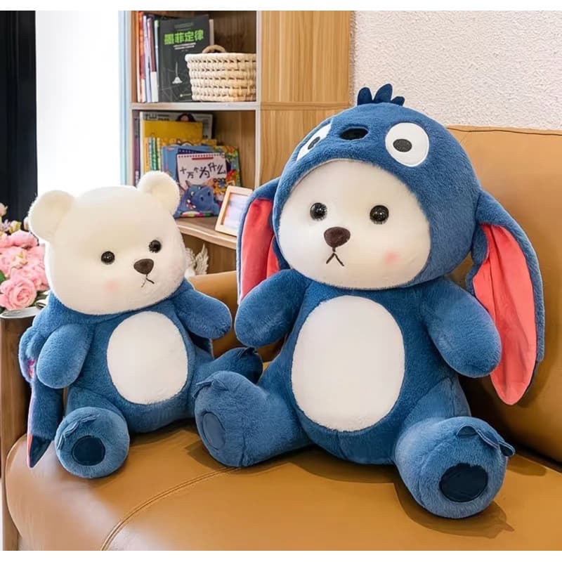 Ursinho Fofo de Pelúcia 25cm/45 cm – Modelos Azul e Roxo com Fantasia Envio Imediato