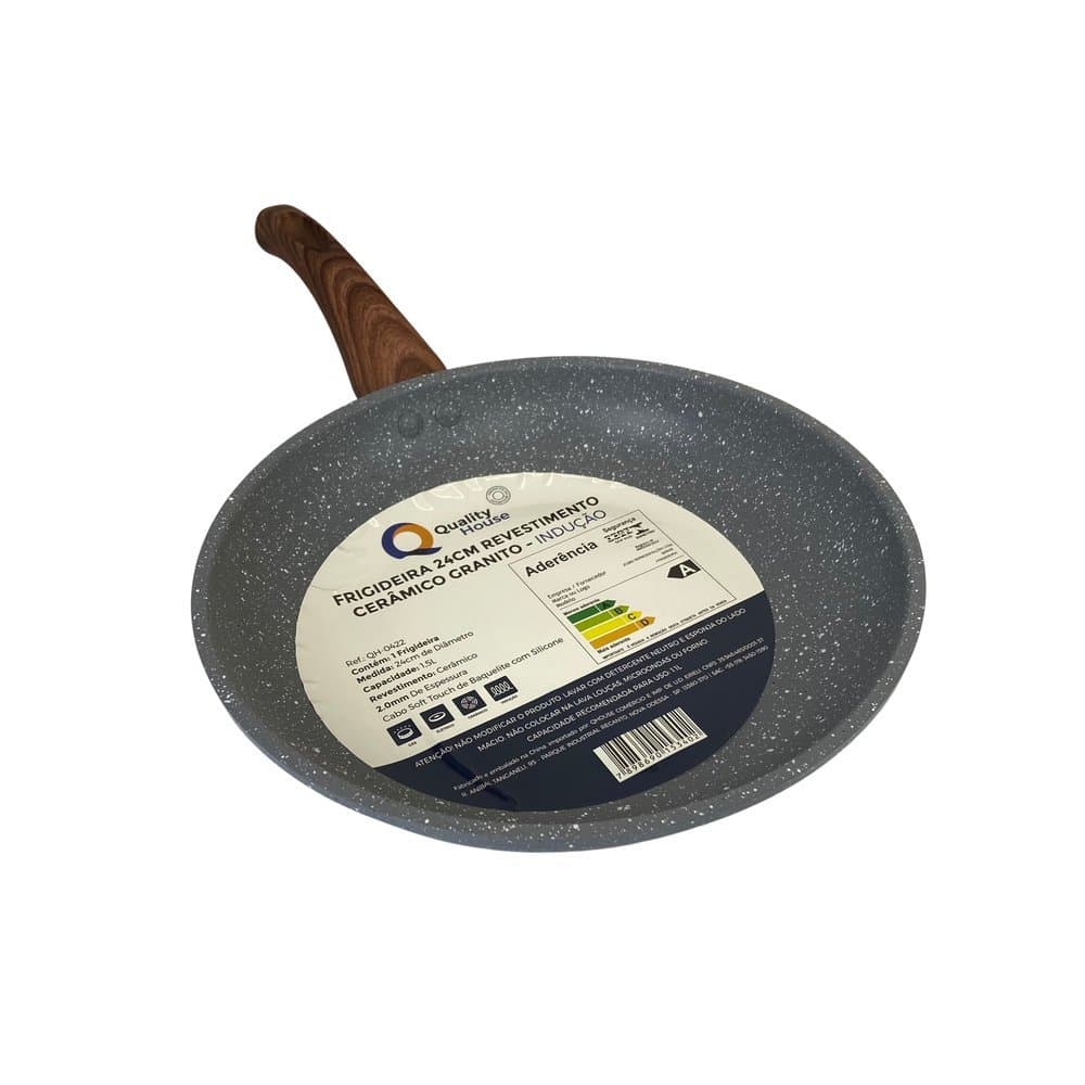 Frigideira Antiaderente Ceramica Cinza Duravel Facil Limpeza Cozinha