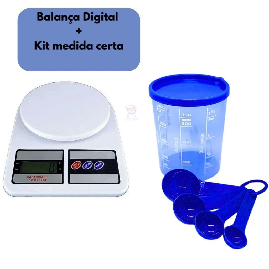 Kit Balança Digital Mais Kit Medida Certa Para Suas Receitas Ajudar Na Dieta Facilita Seu Dia Qualidade Promoção