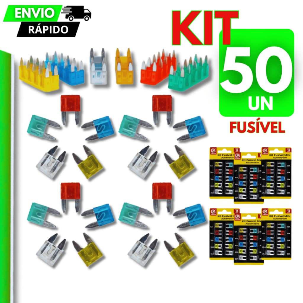 Fusíveis Automotivos Coloridos 12V 24V jogo 50/40/30/20 Carro Moto Fusivel Rele Manutenção Elétrica
