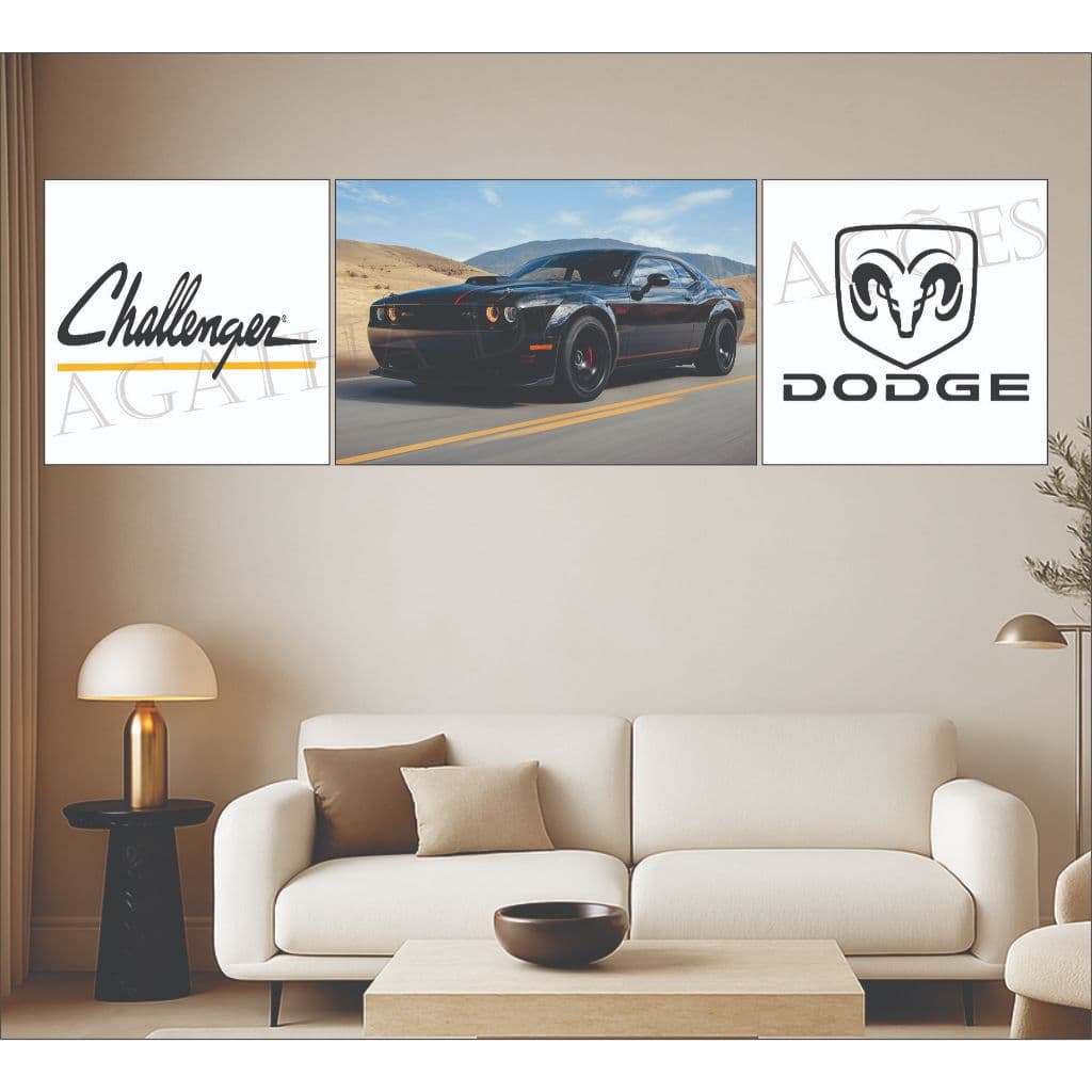Quadro Decorativo carros de luxo dodge challenger fotos modernas escritório sala de estar decoração