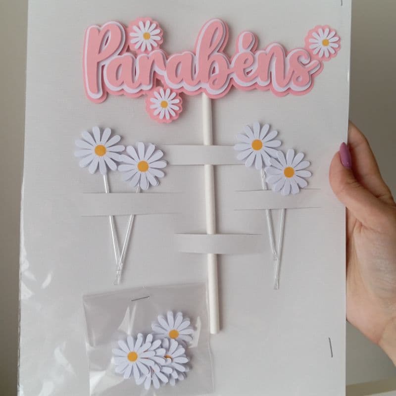 Topo de bolo Margaridas - Topper para bolo Jardim das Margaridas - Kit decoração para bolo- Aniversário
