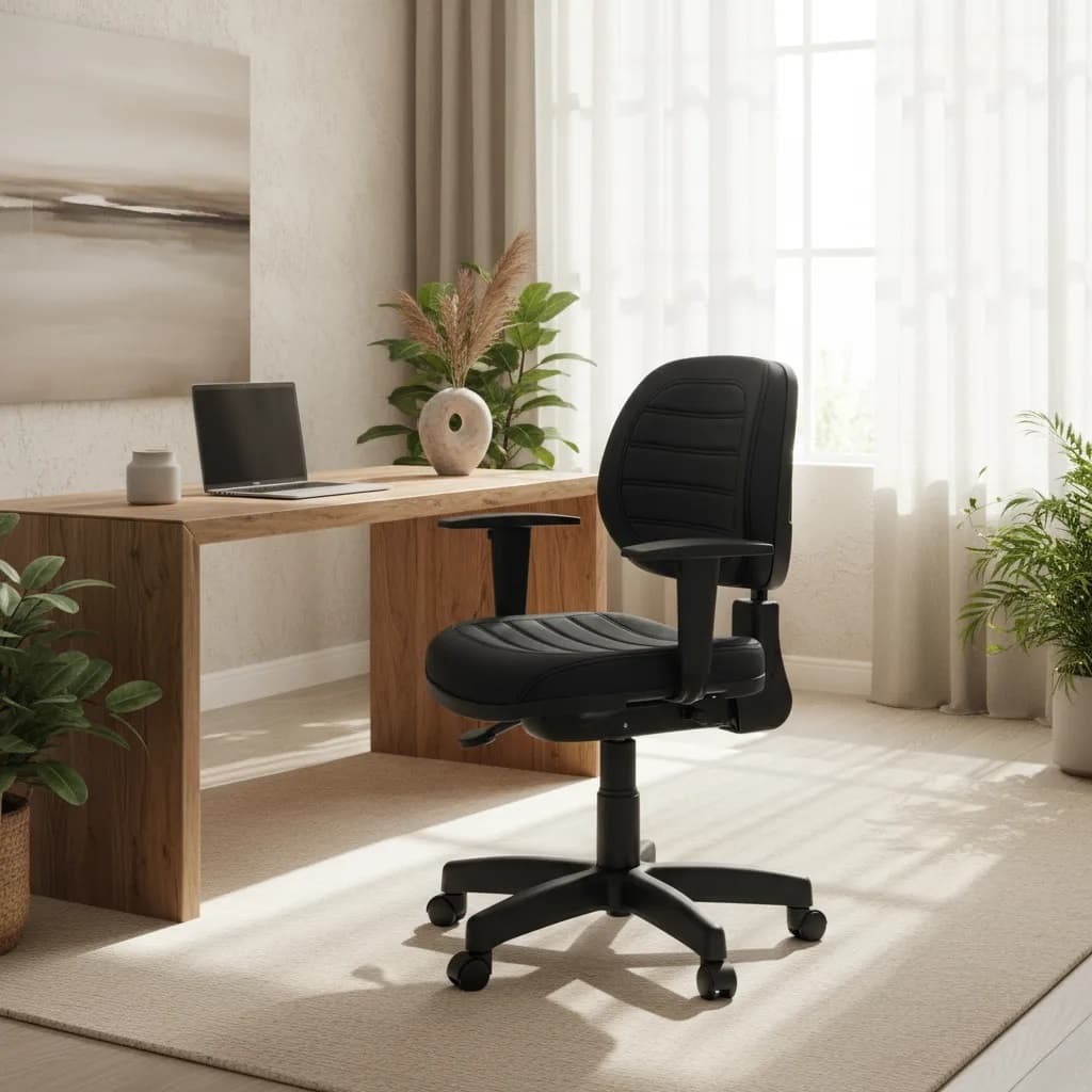 Cadeira Giratória Executiva Premium Nr17 Ergonômica Preta Cor Preto Material do estofamento Couro sintético