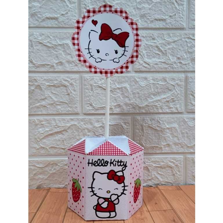 Kit Centro de Mesa Papelaria Personalizada- HELLO KITTY PEGUE E MONTE Festa de Aniversário-caixinhas