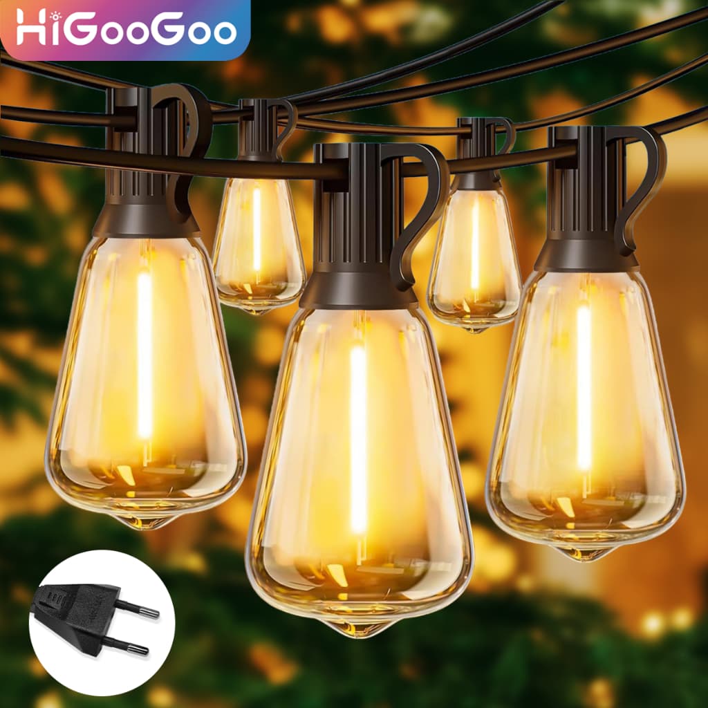 HiGooGoo ST38 Luzes de Corda LED Inquebráveis Bivolt 20/36M Decoração Jardim Festa Externa Natal