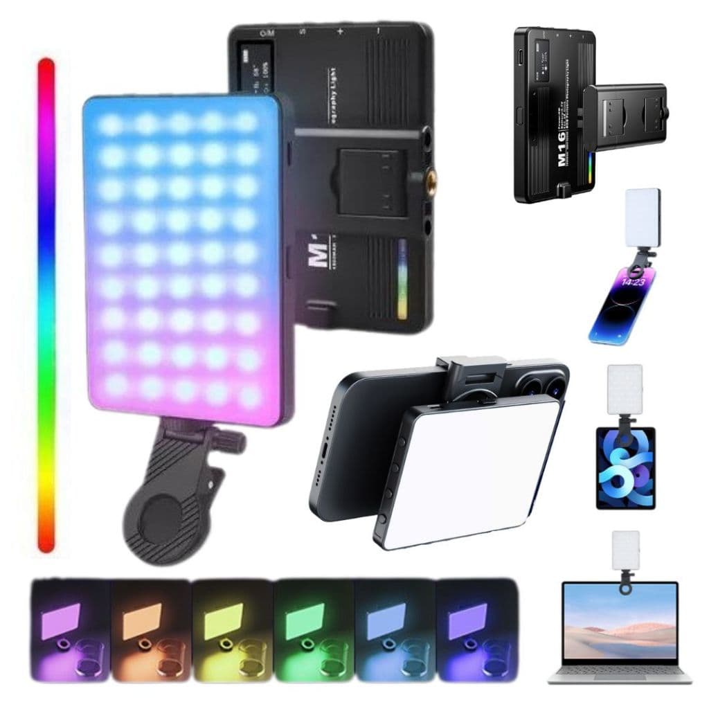 M16 RGB Luz Portátil para Foto Iluminación Fotográfica Profesional con Control de Color Completo 3 Modos de Temperatura