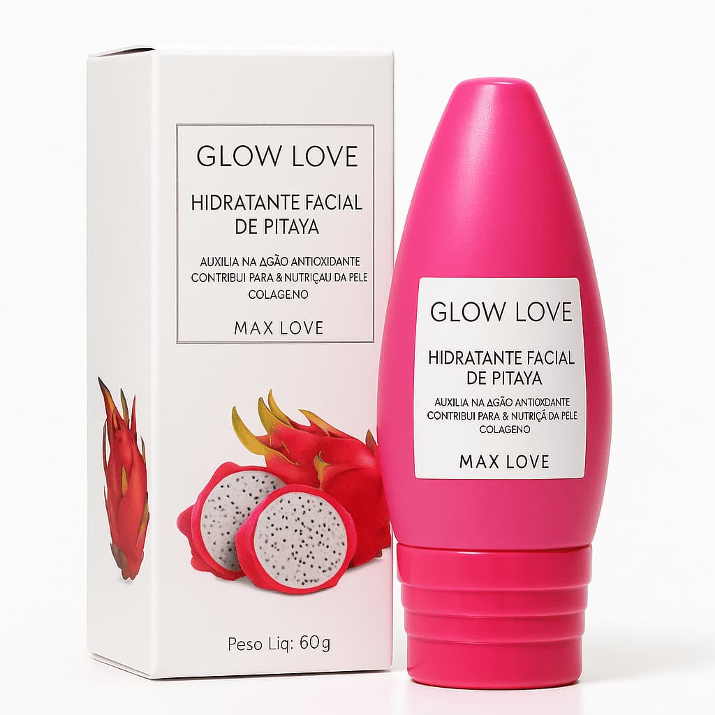 Hidratante Facial Pitaya Max Love Glow Love 60g ✨ Vegano | Ácido Hialurônico + Niacinamida