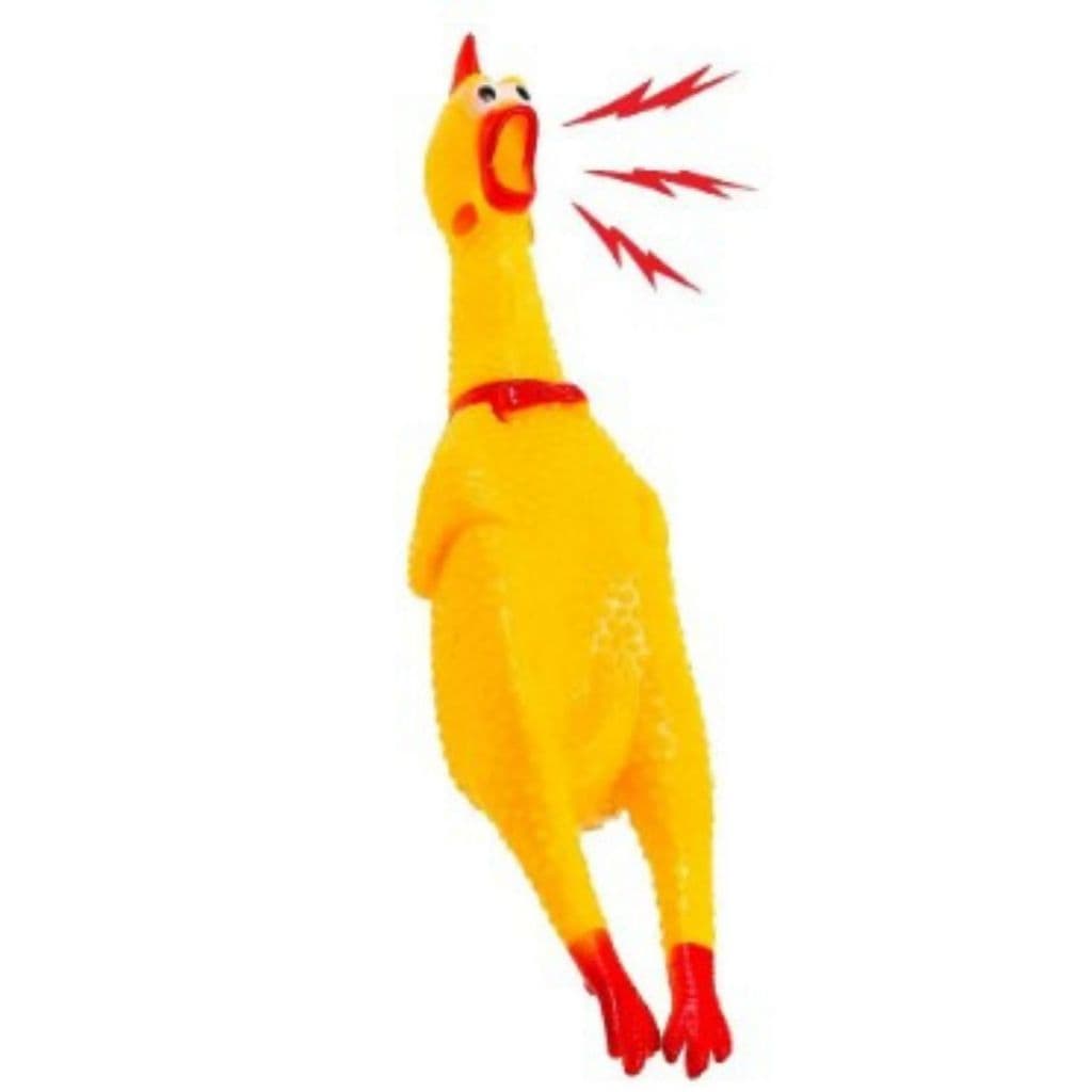 Brinquedo Pet Galinha de Borracha 16 cm – Som Divertido, Brincadeiras, Distração para Cães e gatos.