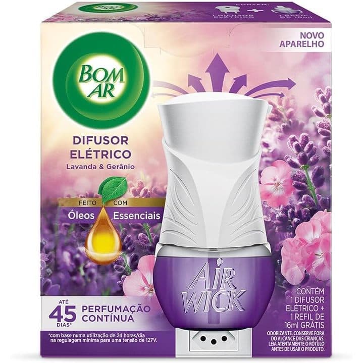Bom Ar Difusor Elétrico Lavanda e Gerânio Aparelho + Refil 16ml